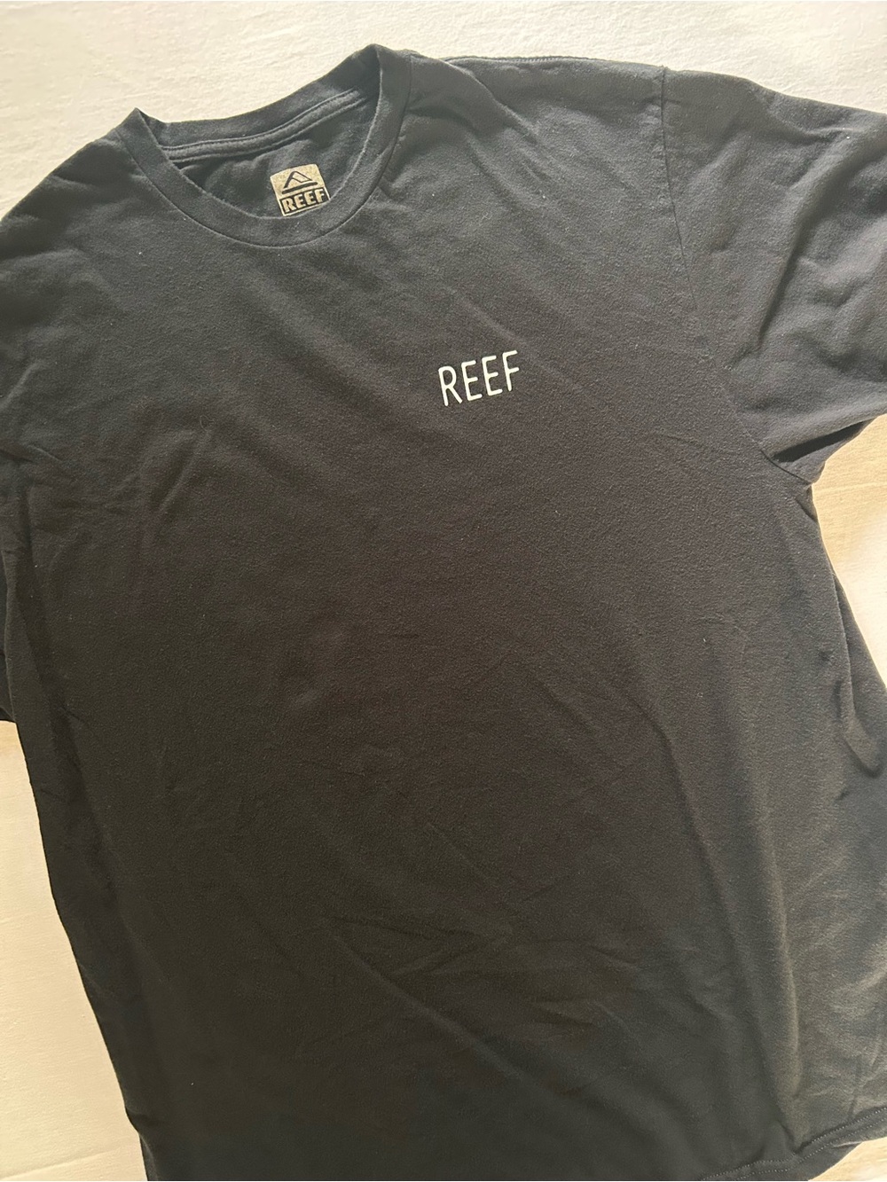 REEF Black Logo T-Shirt XL 100% Cotton Surf Skate Casual Tee